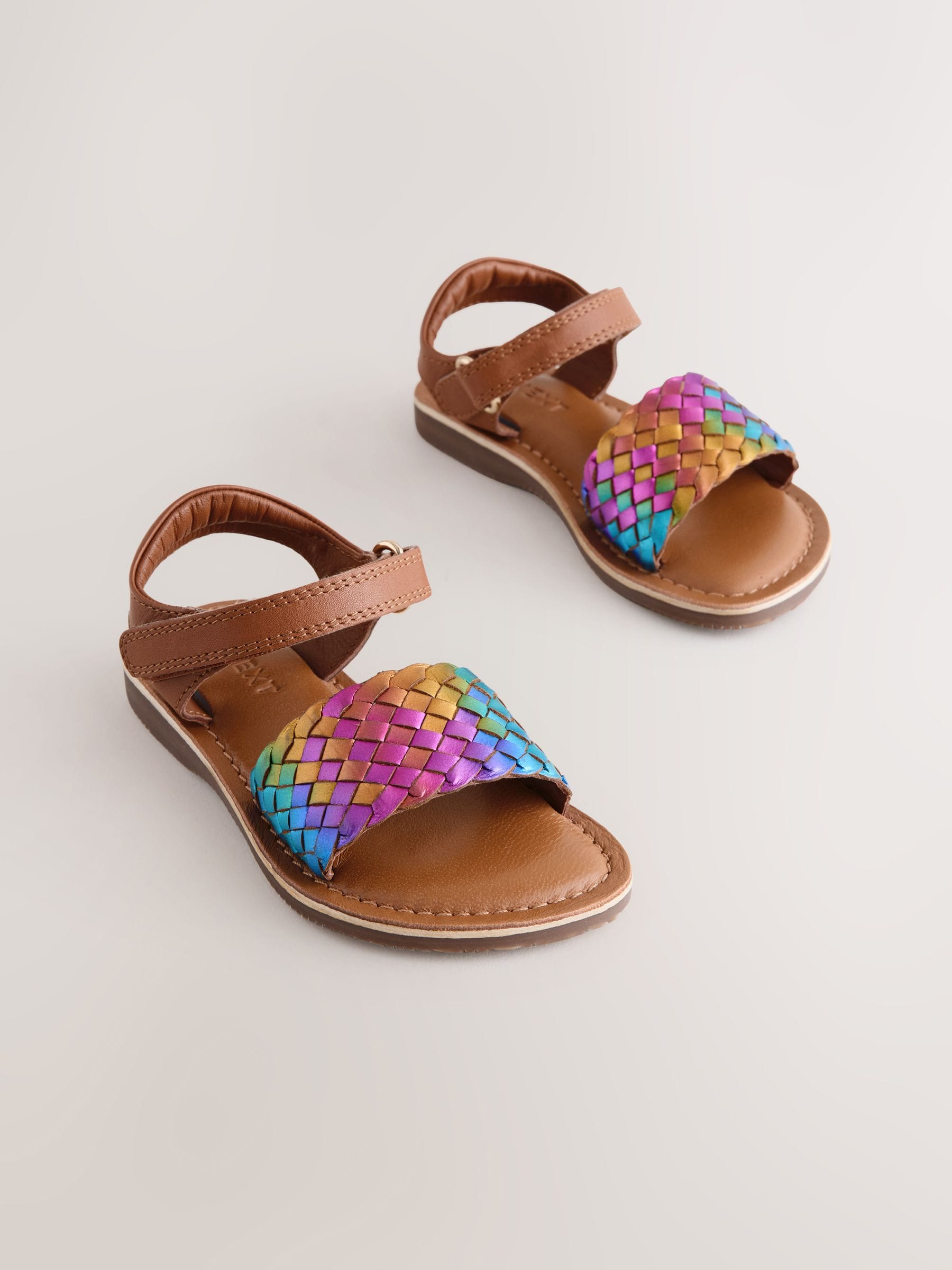 Rainbow Standard Fit (F) Leather Twist Sandals with Touch Fastening