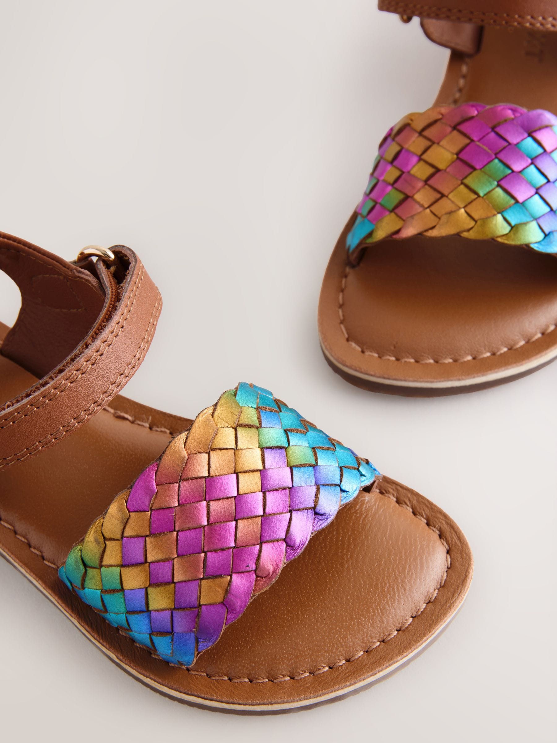 Rainbow Standard Fit (F) Leather Twist Sandals with Touch Fastening