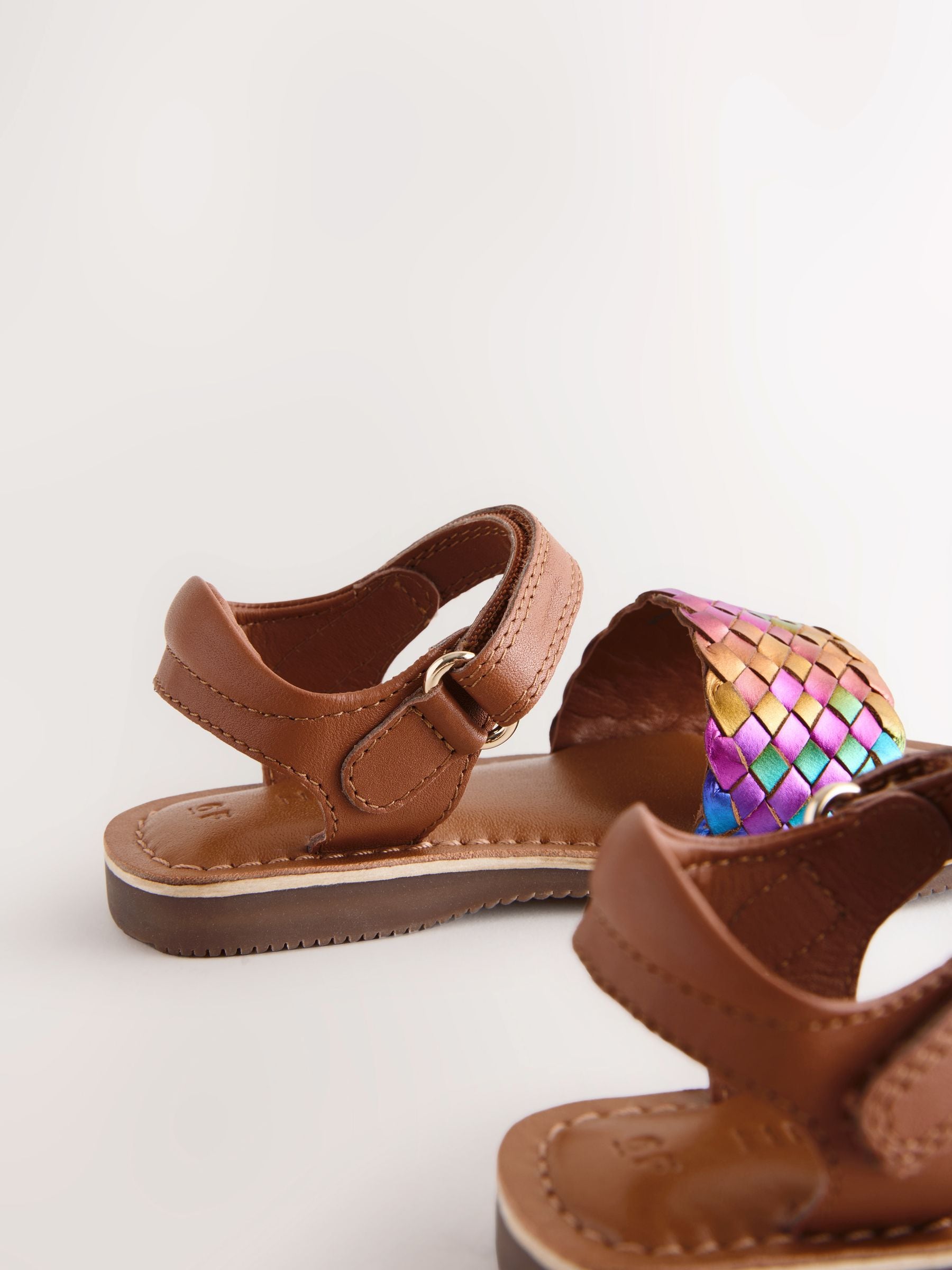 Rainbow Standard Fit (F) Leather Twist Sandals with Touch Fastening