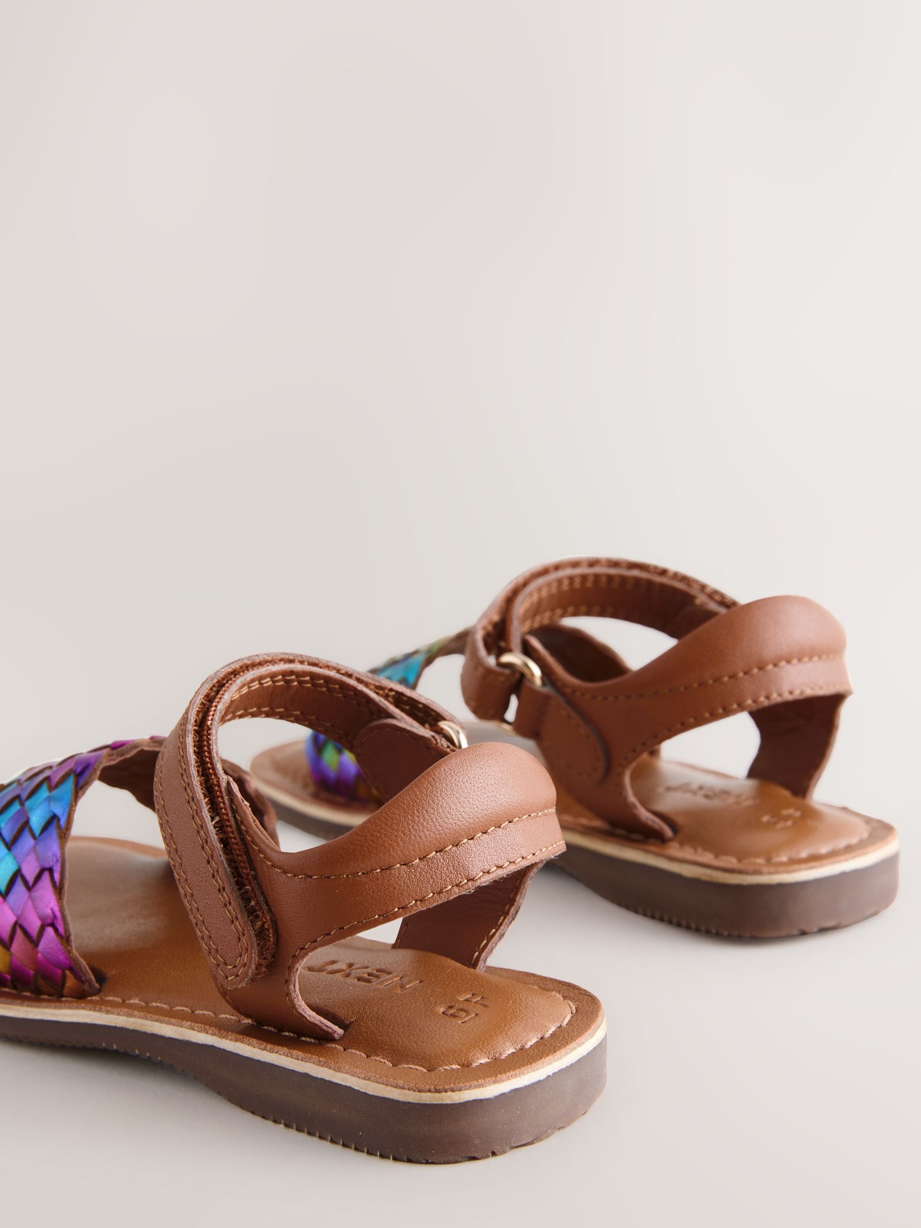 Rainbow Standard Fit (F) Leather Twist Sandals with Touch Fastening