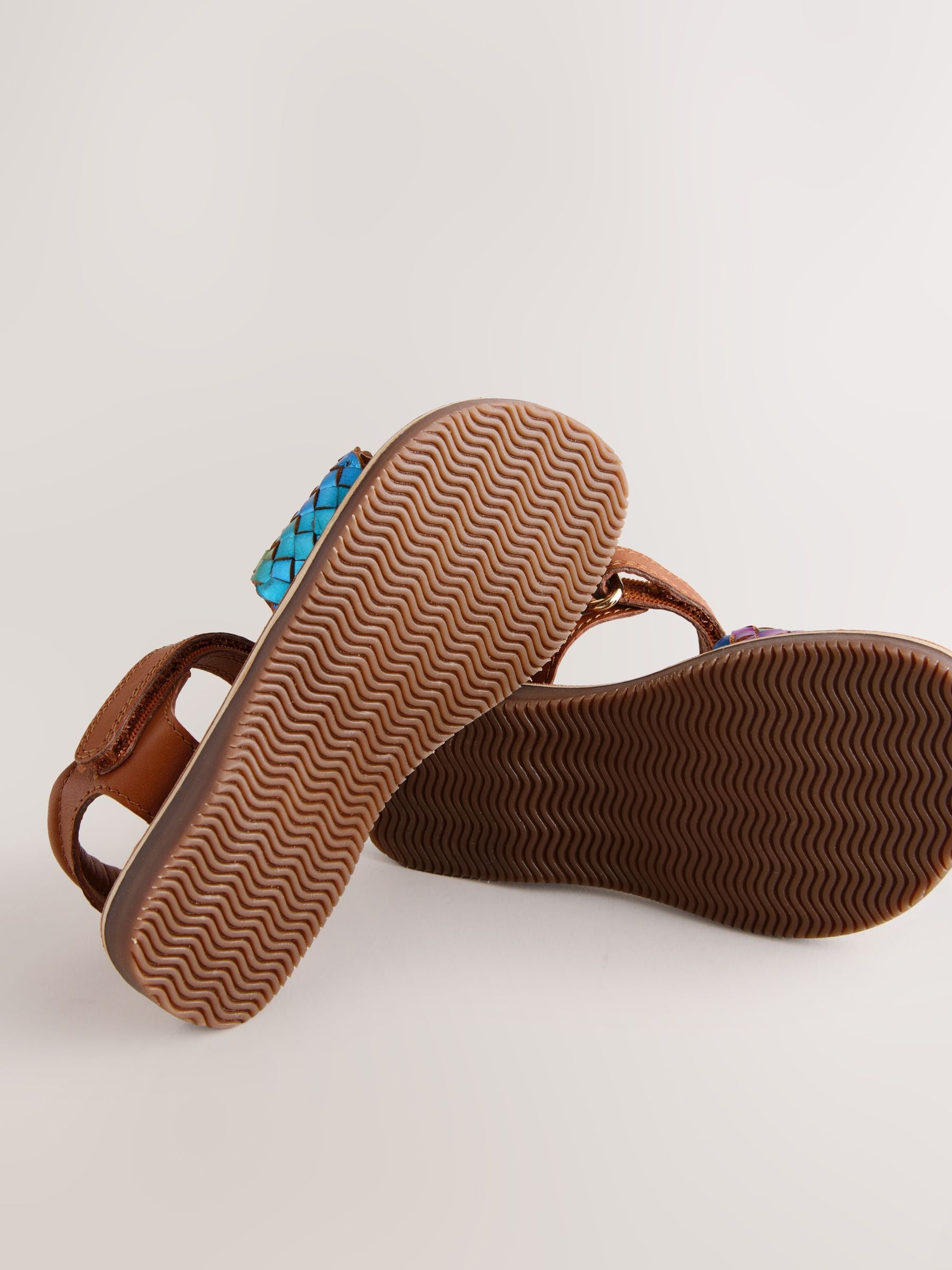Rainbow Standard Fit (F) Leather Twist Sandals with Touch Fastening