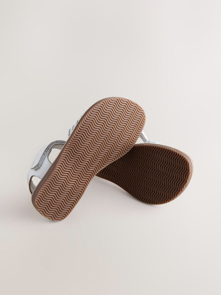 White Standard Fit (F) Leather Twist Sandals with Touch Fastening