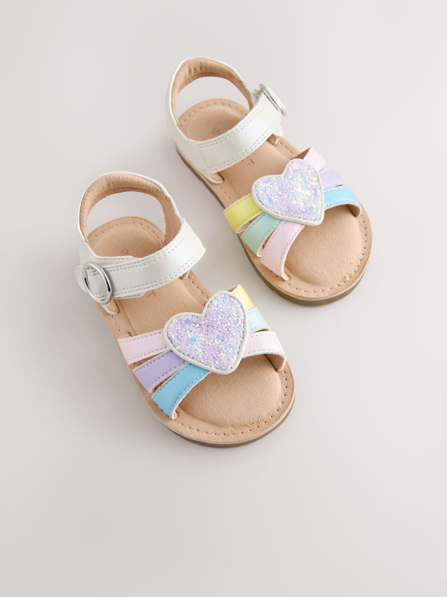 Multi Pastel Wide Fit (G) Heart Occasion Sandals
