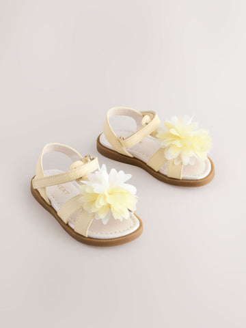 Lemon Yellow Flower Corsage Sandals