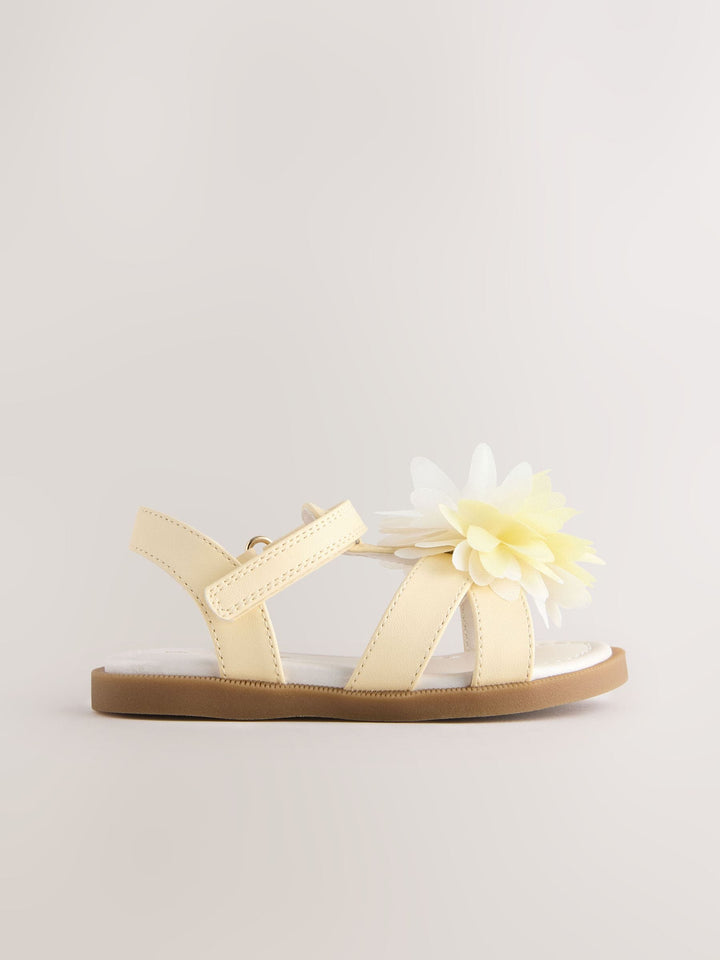 Lemon Yellow Flower Corsage Sandals