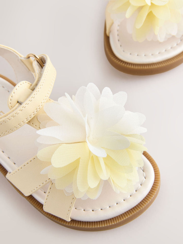 Lemon Yellow Flower Corsage Sandals