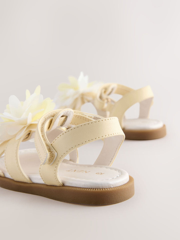 Lemon Yellow Flower Corsage Sandals