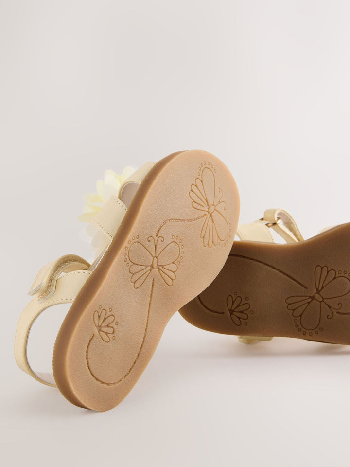 Lemon Yellow Flower Corsage Sandals