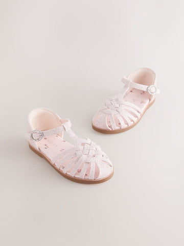 Pink Glitter Wide Fit (G) Fisherman Heart Occasion Sandals
