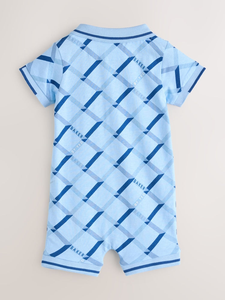 Baker by Ted Baker All Over Print Short Sleeve Blue Romper
