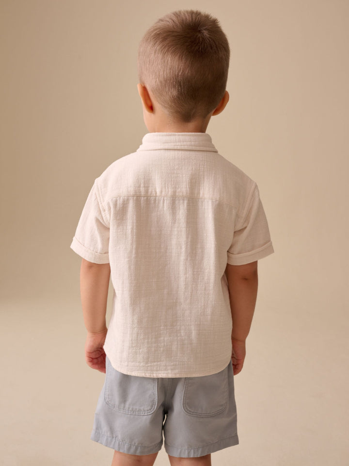 Ecru Sea Life Embroidery Short Sleeve Shirt (3mths-7yrs)
