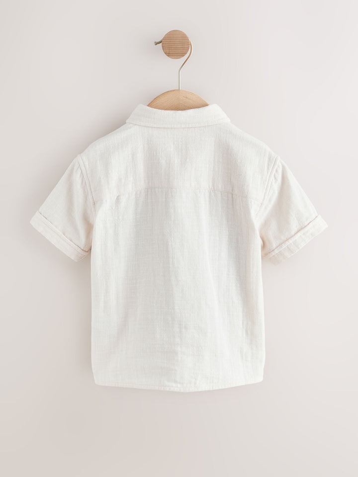 Ecru Sea Life Embroidery Short Sleeve Shirt (3mths-7yrs)