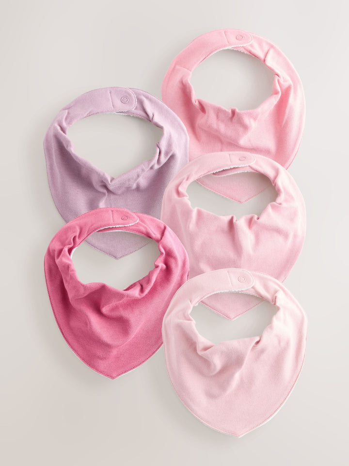 Pink 5 Pack Baby Dribble Bibs immediate