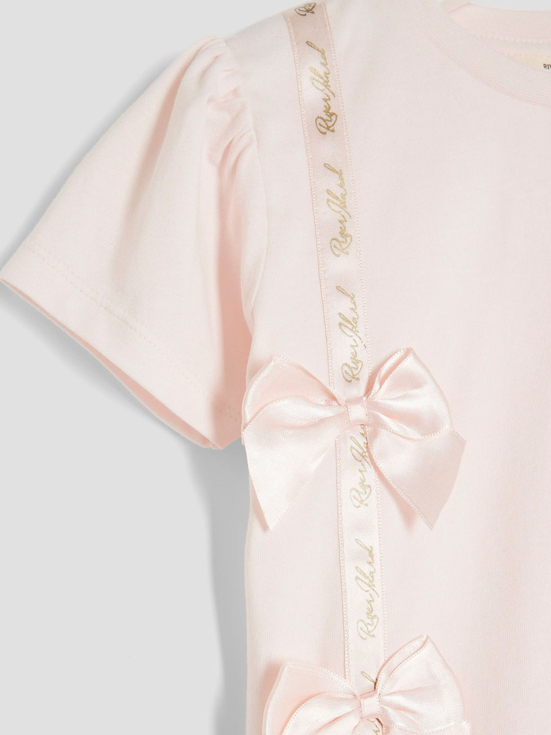 River Island Pink Girls Branded Bow T-Shirt Set