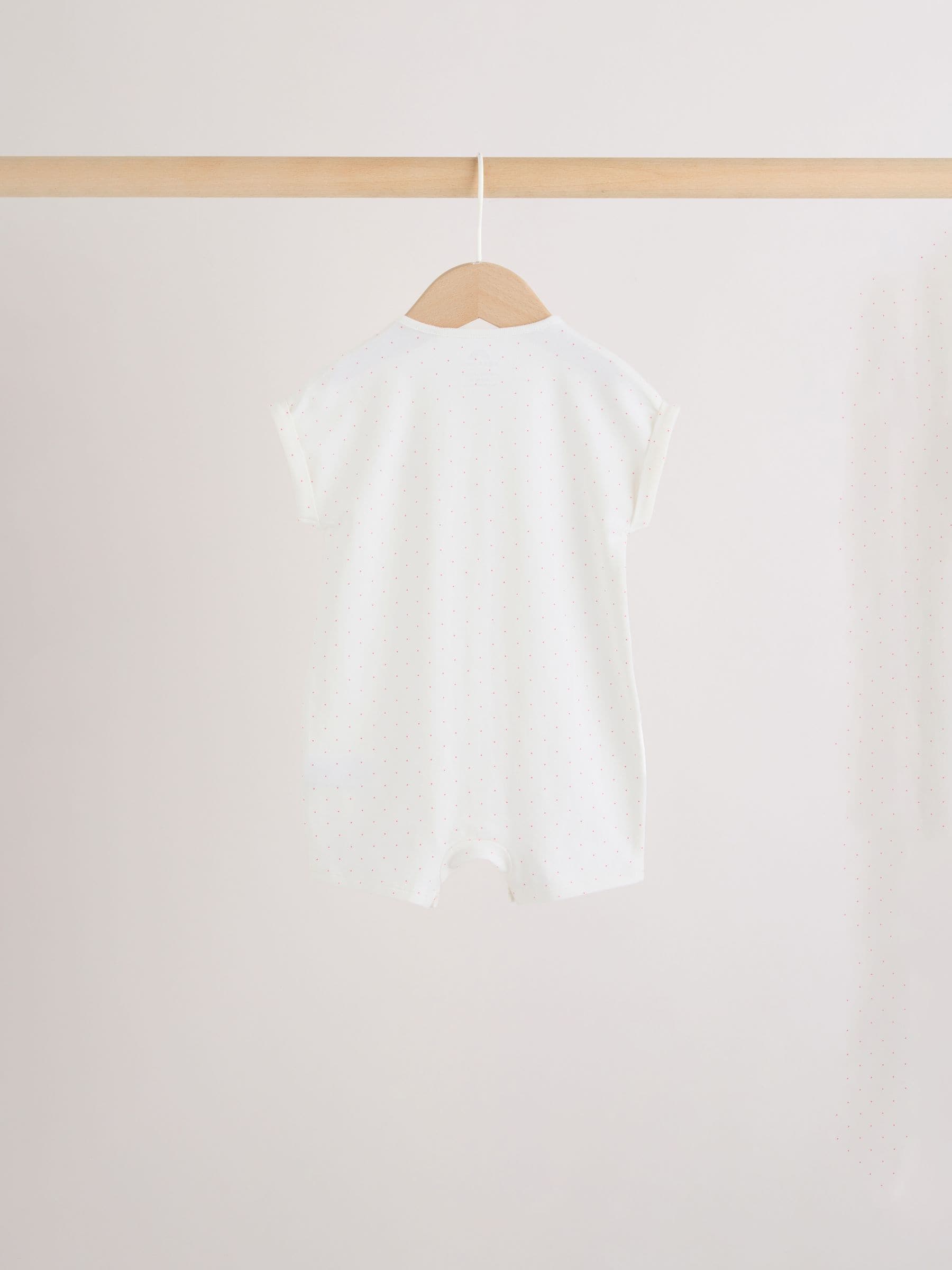 White Strawberry Printed Jersey Baby Rompers 4 Pack