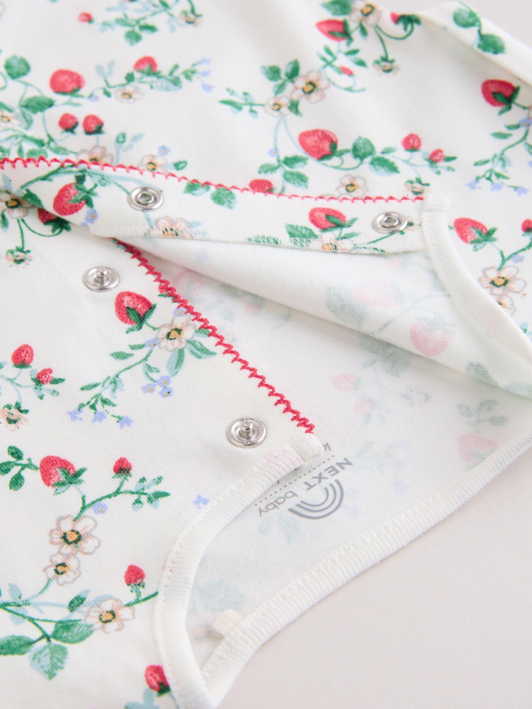 White Strawberry Printed Jersey Baby Rompers 4 Pack