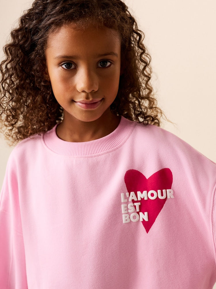 Pink/Red Heart Sweatshirt and Flare Leggings Set (3-16yrs) - Image 5 of 9