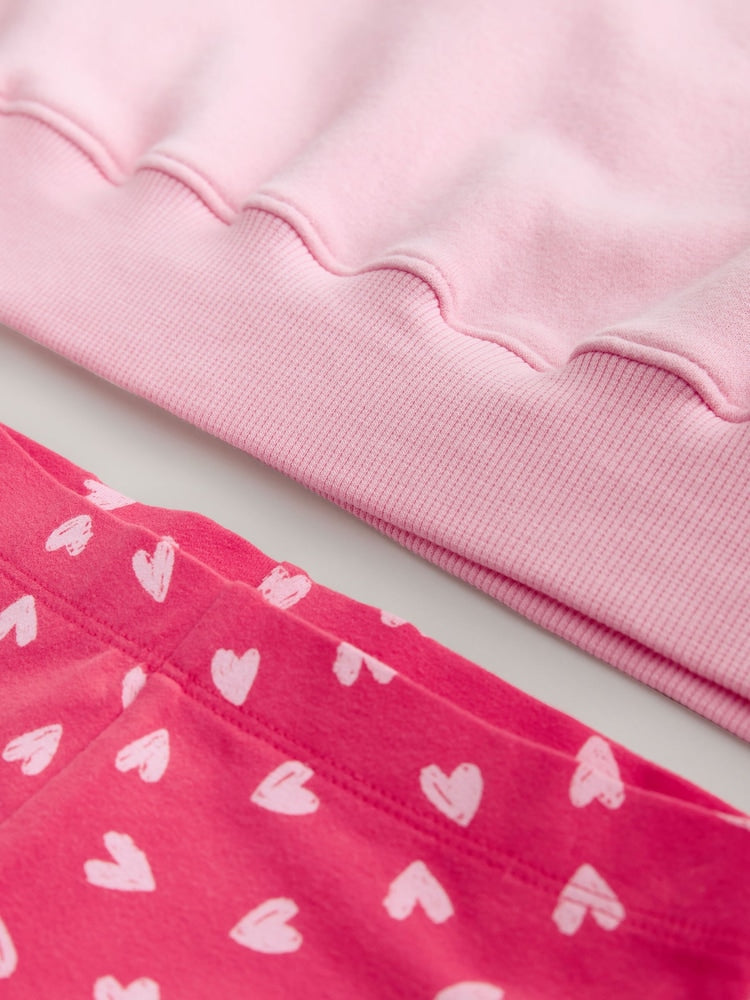 Pink/Red Heart Sweatshirt and Flare Leggings Set (3-16yrs) - Image 9 of 9