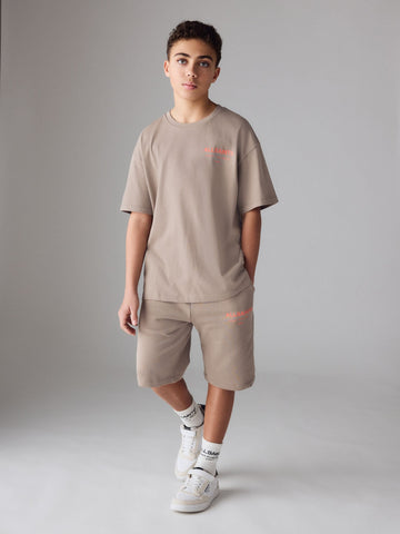 smALLSAINTS Light Brown Underground T-Shirt and Sweat Shorts Set