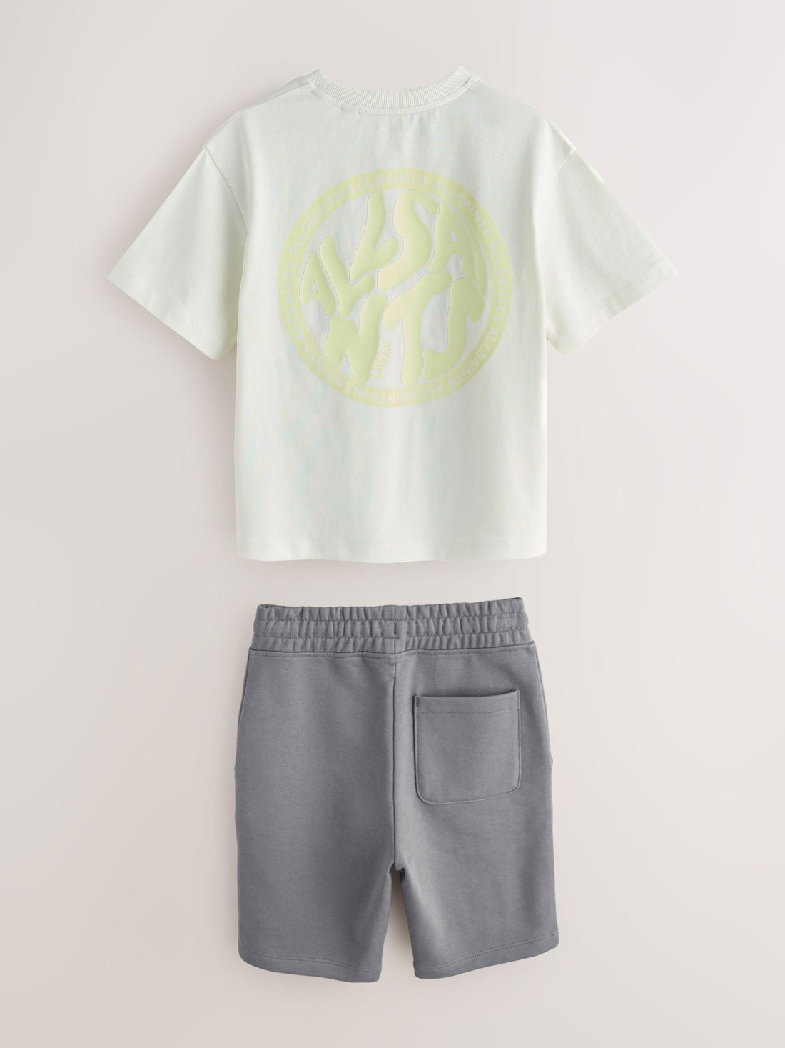 smALLSAINTS White/Green Distortion T-Shirt and Sweat Shorts Set
