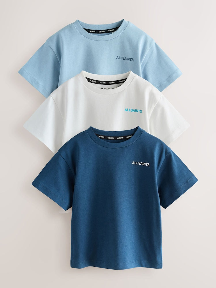 smALLSAINTS Blue Logo Crew Relaxed Younger 3 Pack T-Shirts
