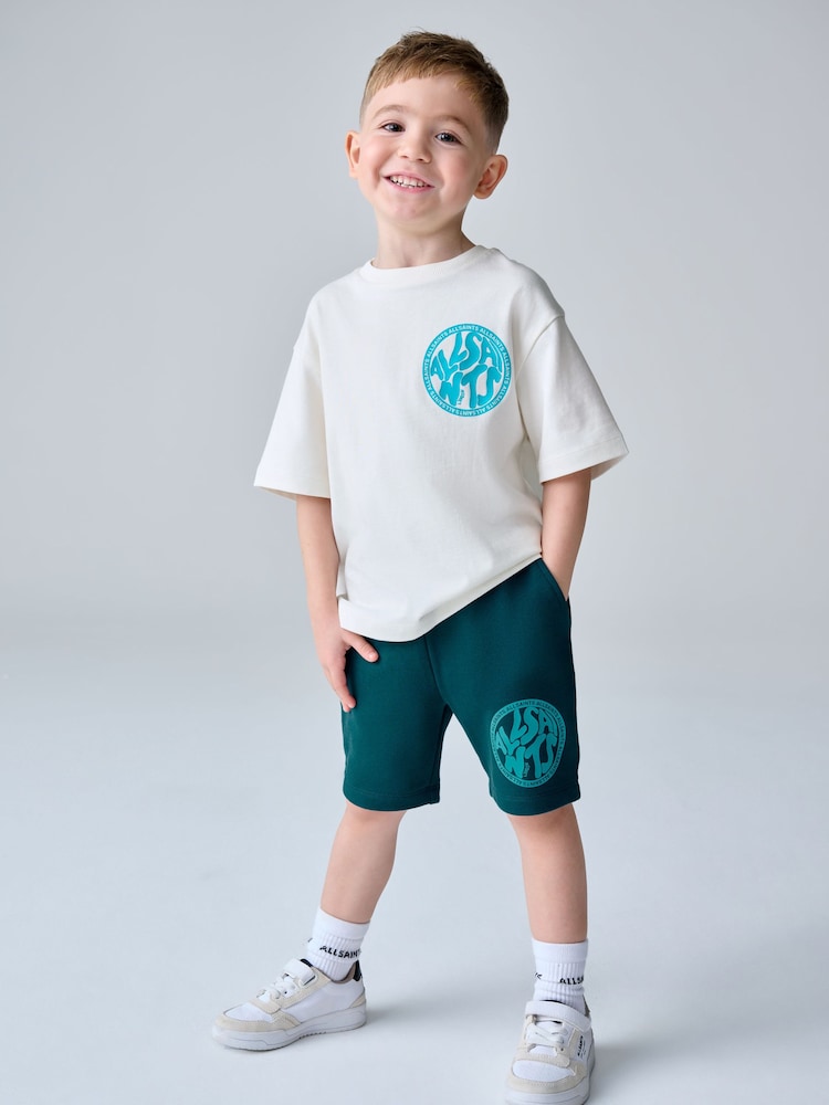 smALLSAINTS White/Blue Distortion T-Shirt and Sweat Short Younger Set
