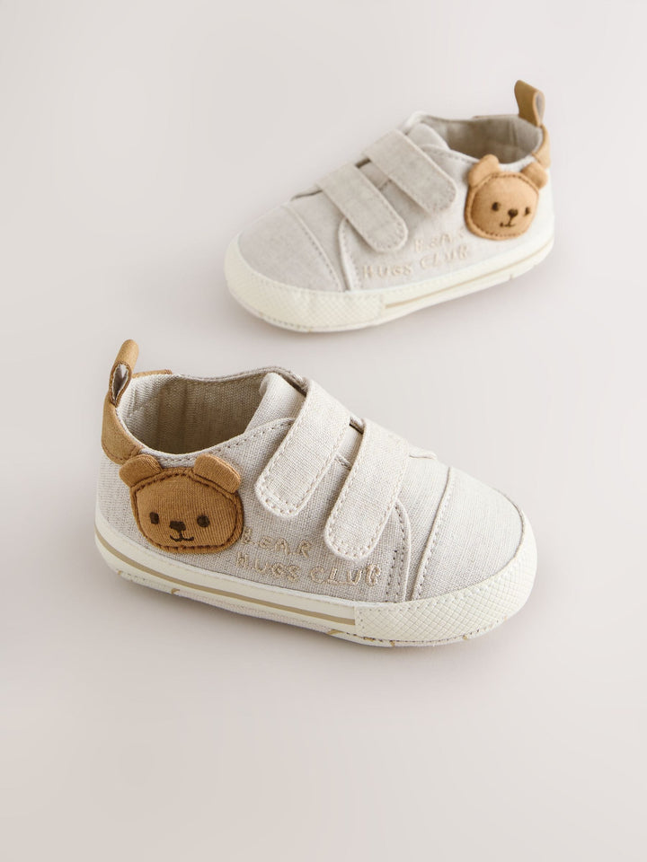 Neutral Bear Touch Fastening Baby Trainers (0-2mths)