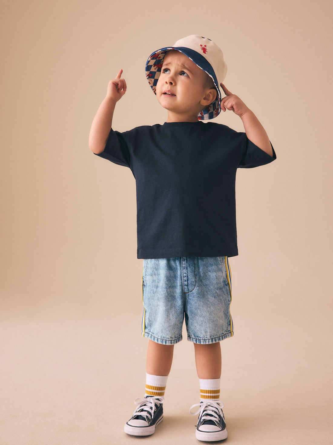 Blue Side Stripe Pull On Loose Denim Shorts (3mths-7yrs)