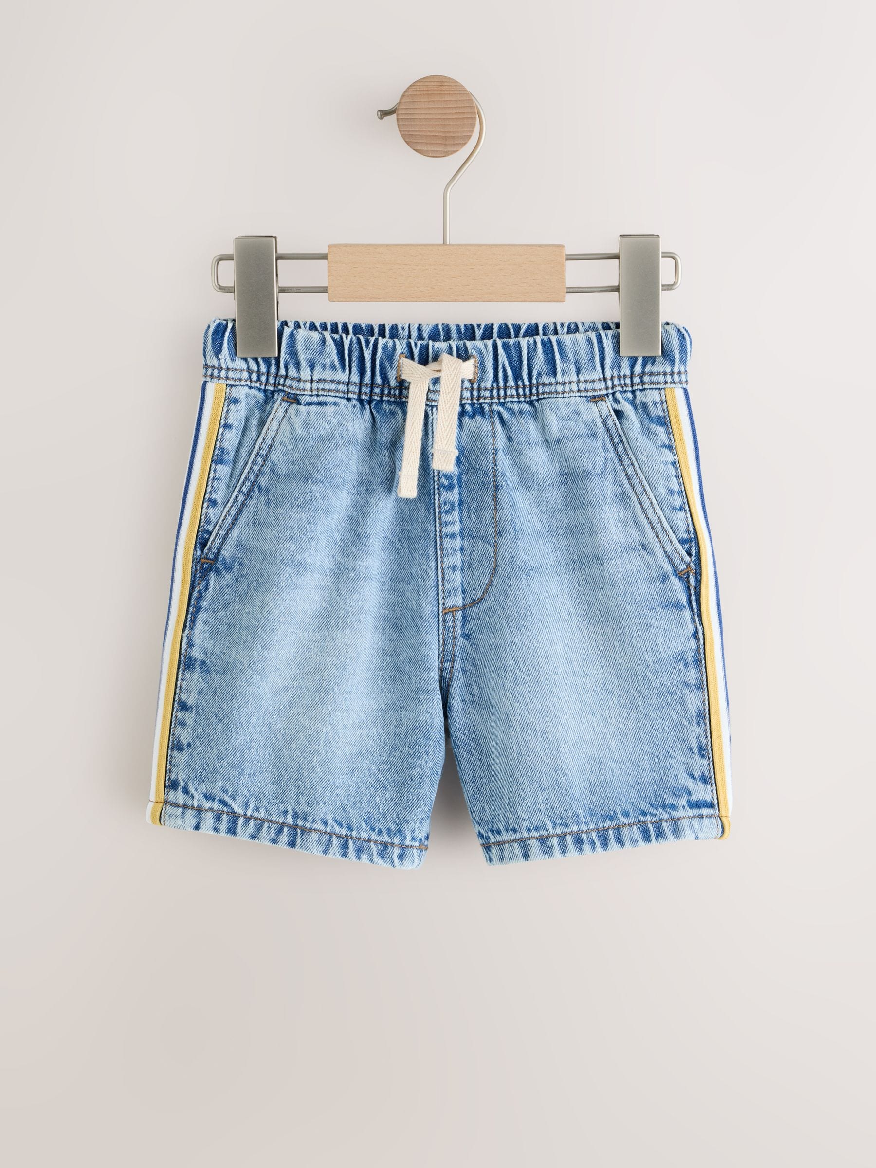 Blue Side Stripe Pull On Loose Denim Shorts (3mths-7yrs)