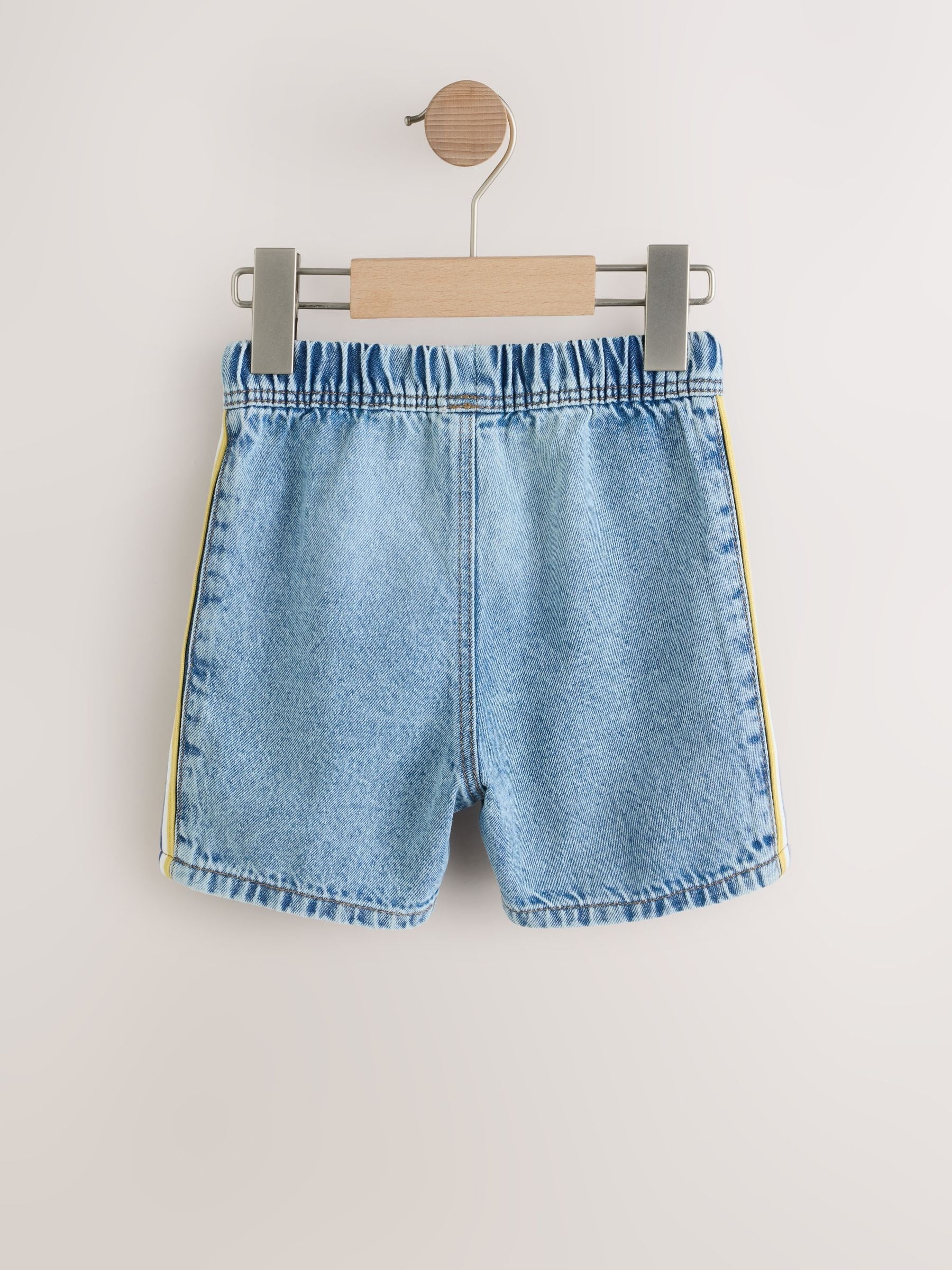 Blue Side Stripe Pull On Loose Denim Shorts (3mths-7yrs)