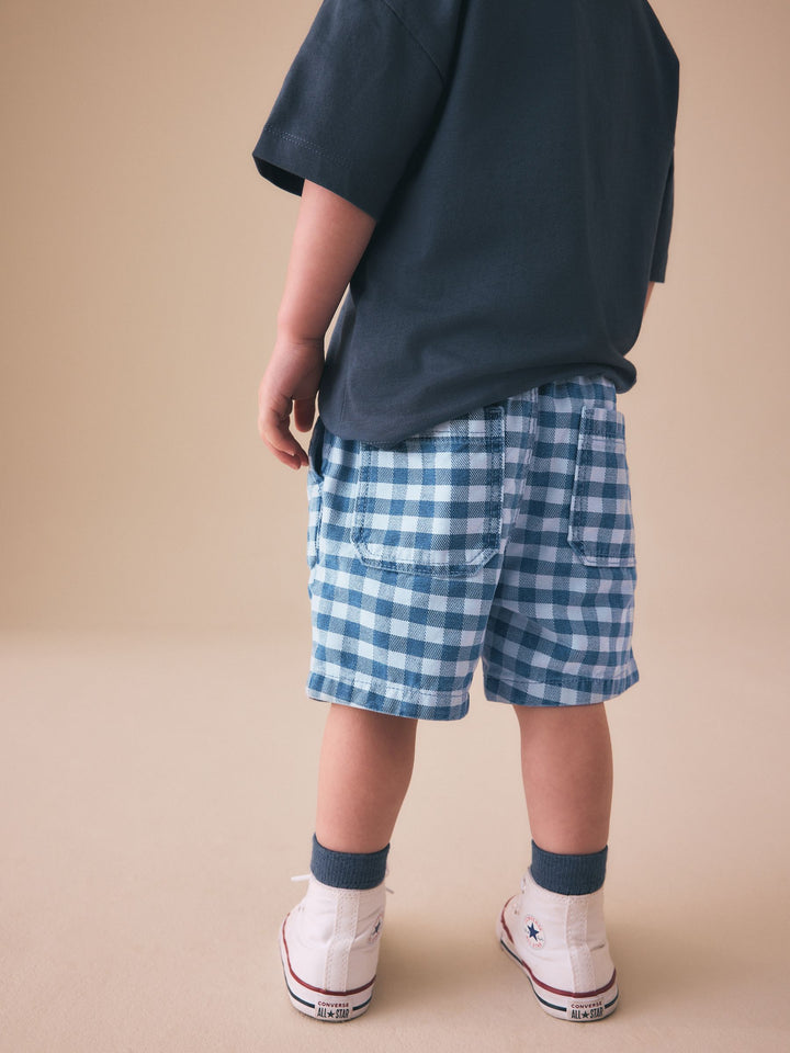 Blue Gingham Pull On Loose Denim Shorts (3mths-7yrs)