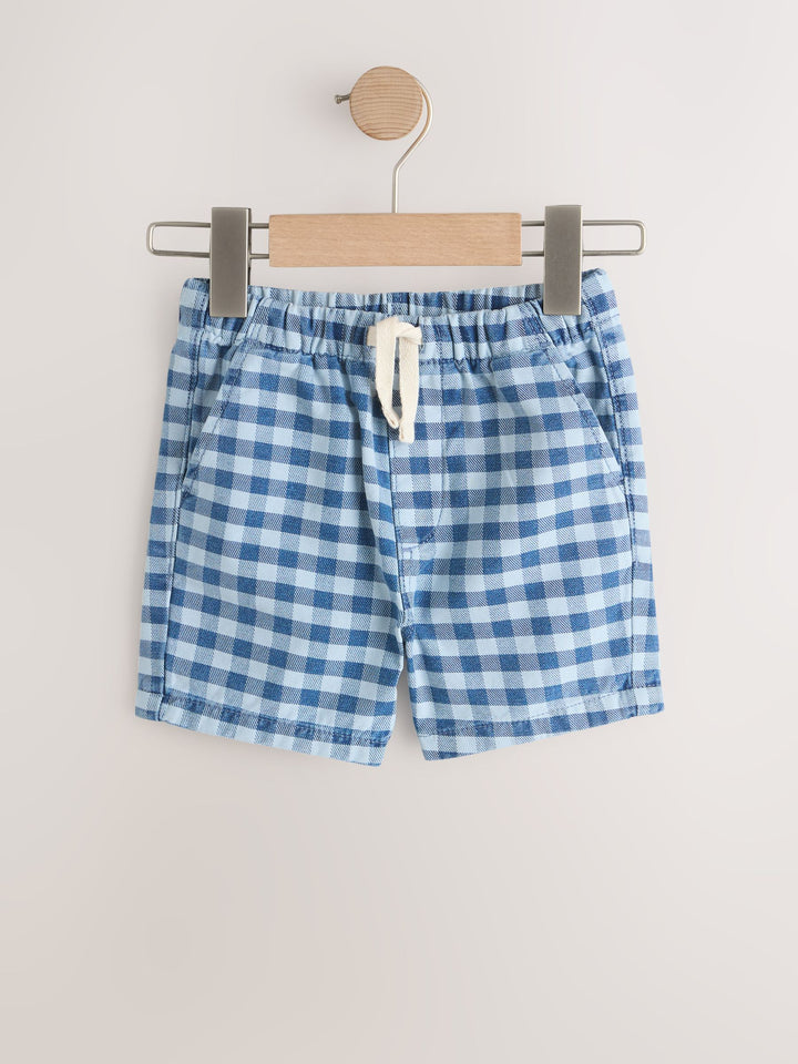 Blue Gingham Pull On Loose Denim Shorts (3mths-7yrs)
