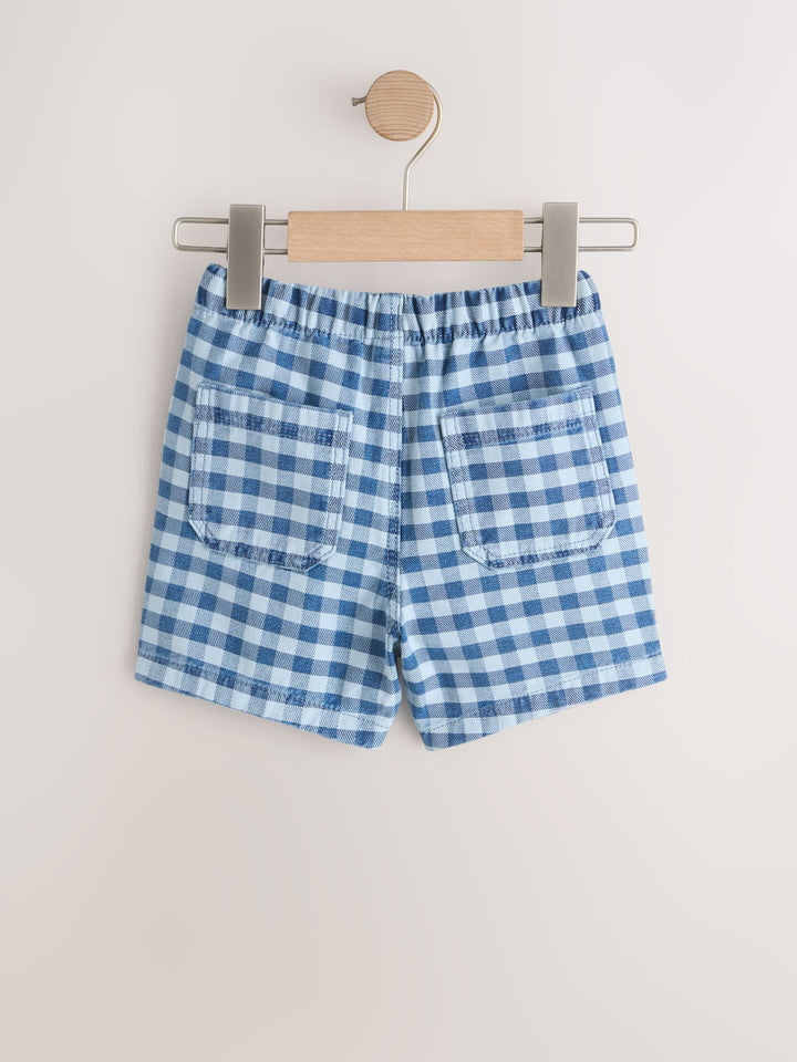 Blue Gingham Pull On Loose Denim Shorts (3mths-7yrs)