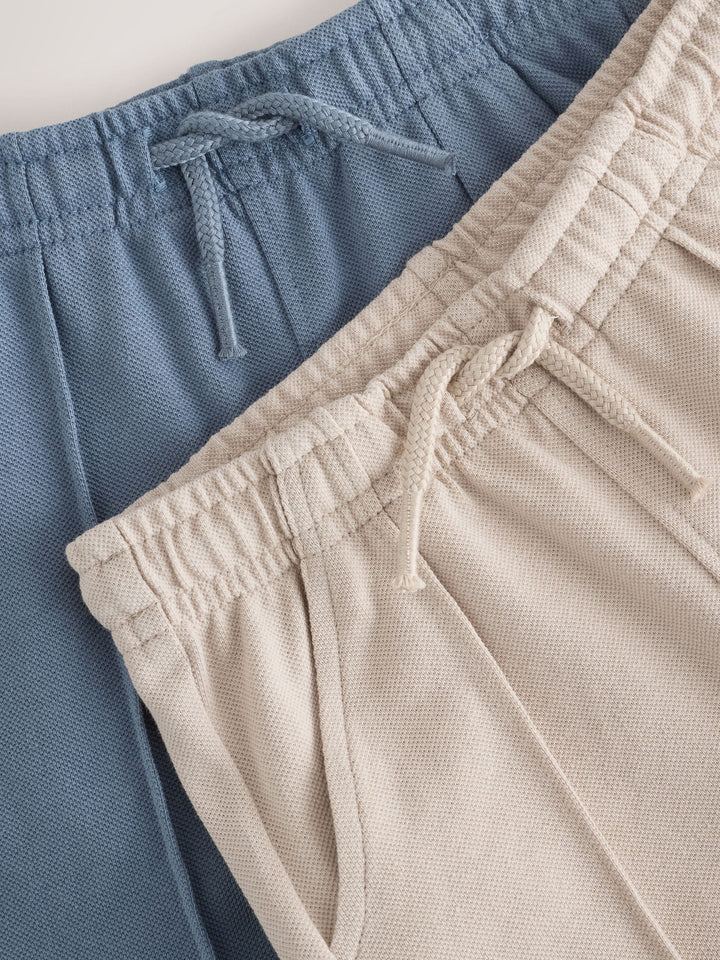 Blue/Neutral Short Sleeve Polo and Shorts Set 2 Pack (3mths-7yrs)