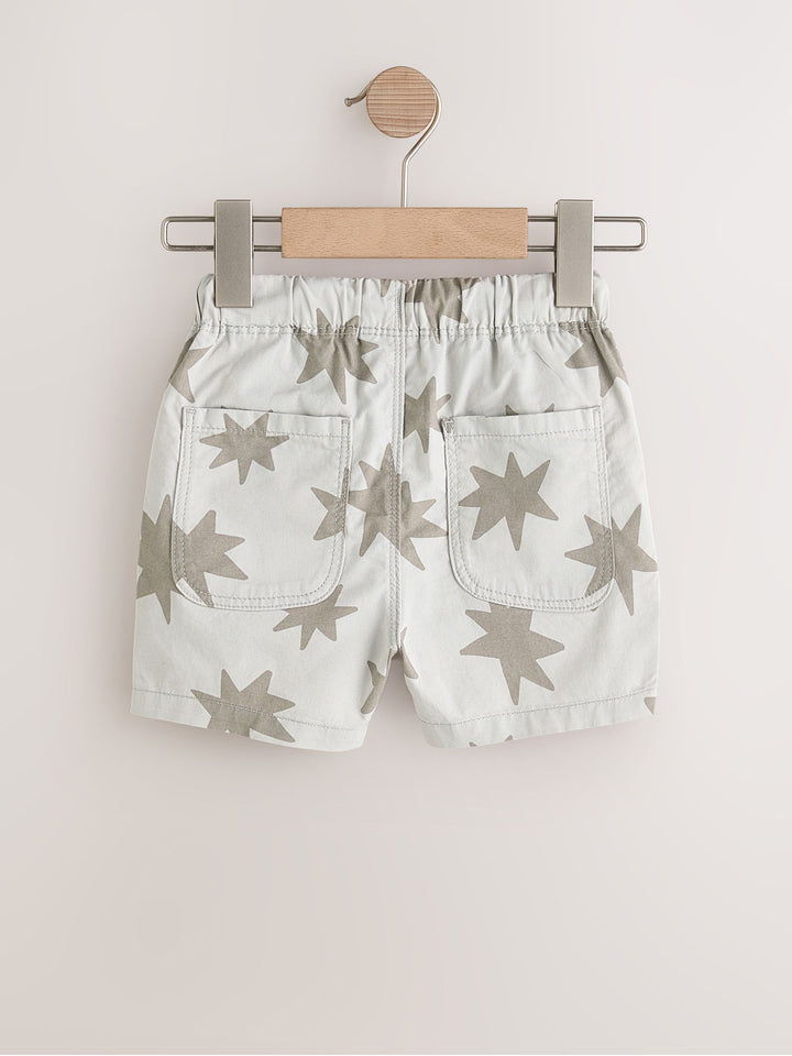 Brown/Star/Checkerboard Pull On Shorts 3 Pack (3mths-7yrs)