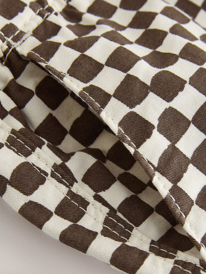 Brown/Star/Checkerboard Pull On Shorts 3 Pack (3mths-7yrs)