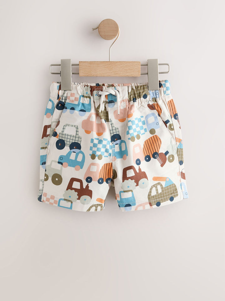 Rust Orange/Stripe/Transport Pull On Shorts 3 Pack (3mths-7yrs)