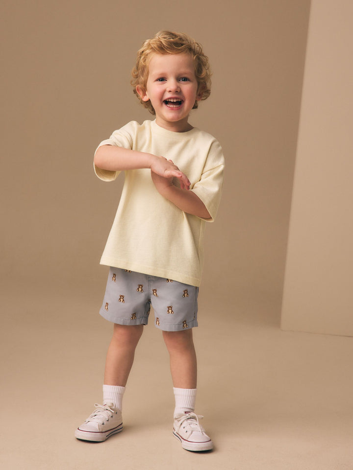 Blue Bear Print Pull On Shorts (3mths-7yrs)