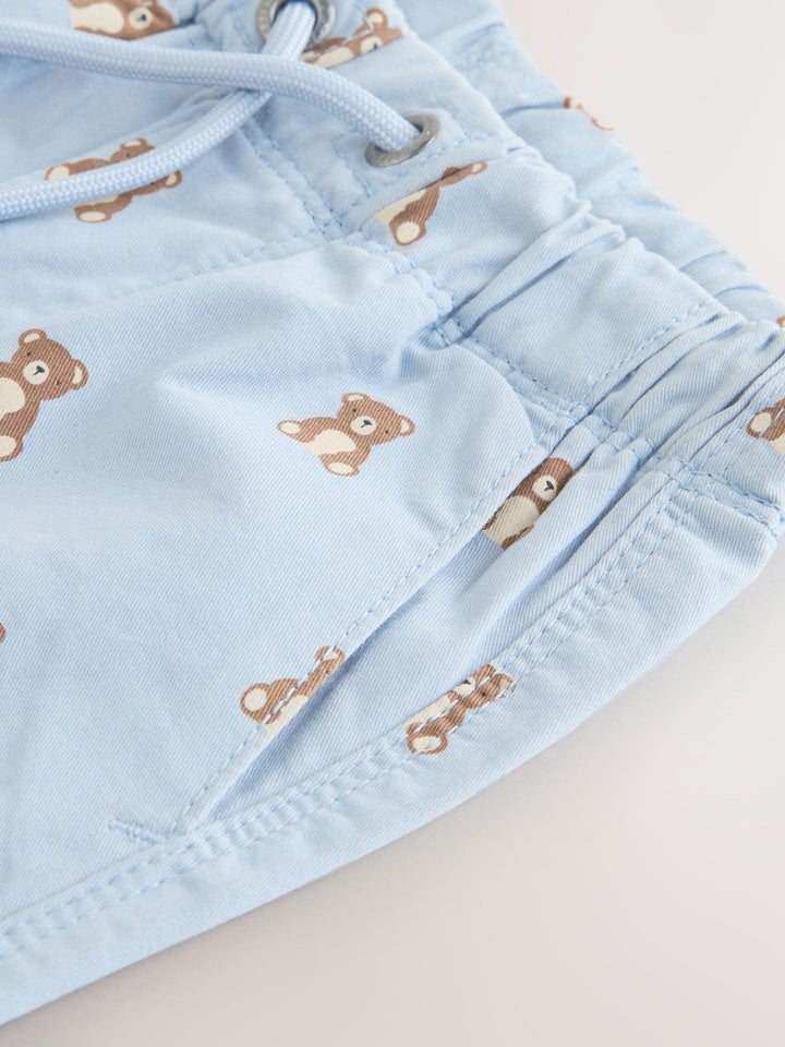 Blue Bear Print Pull On Shorts (3mths-7yrs)