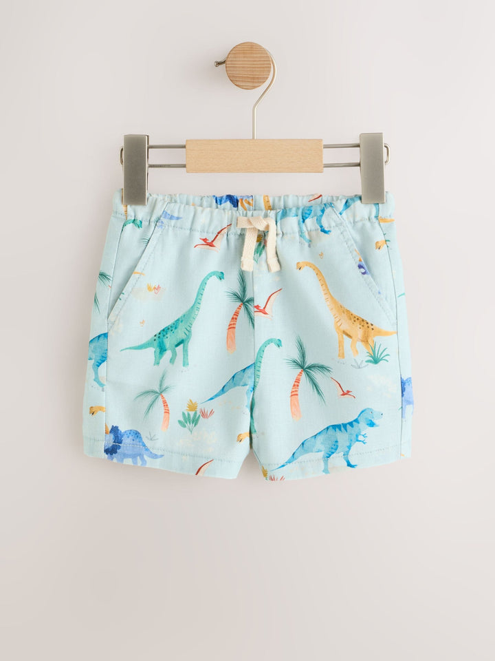 Blue/Yellow/Dino Linen Blend Shorts 3 Pack (3mths-7yrs)