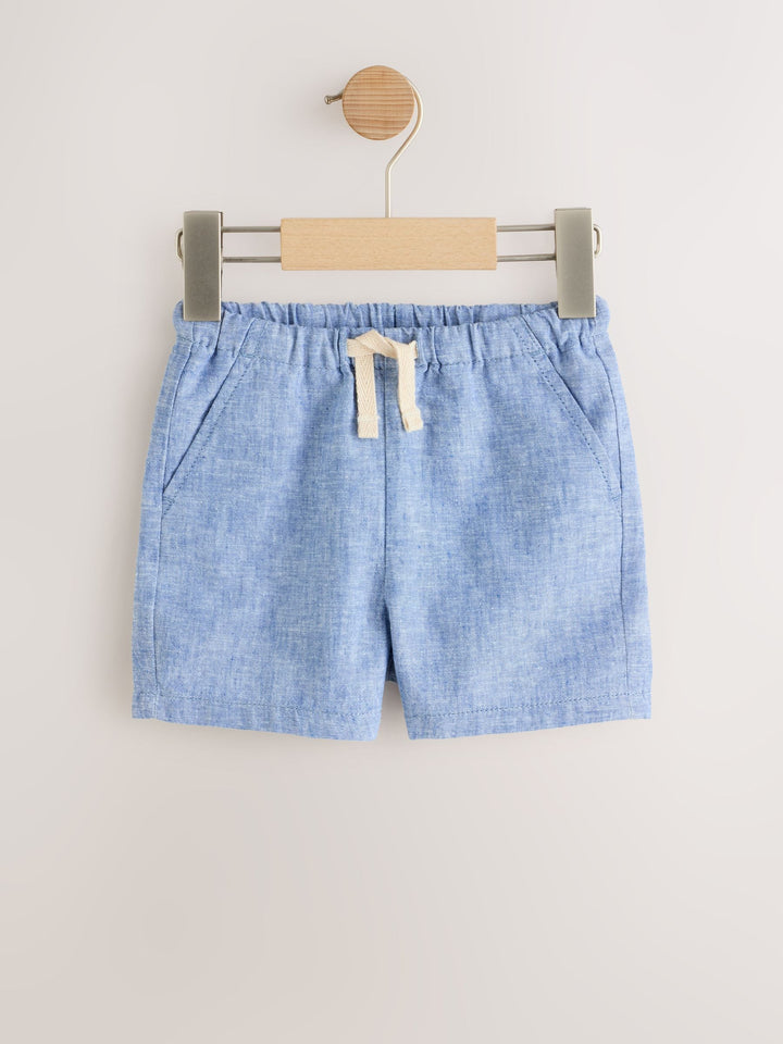 Blue/Yellow/Dino Linen Blend Shorts 3 Pack (3mths-7yrs)