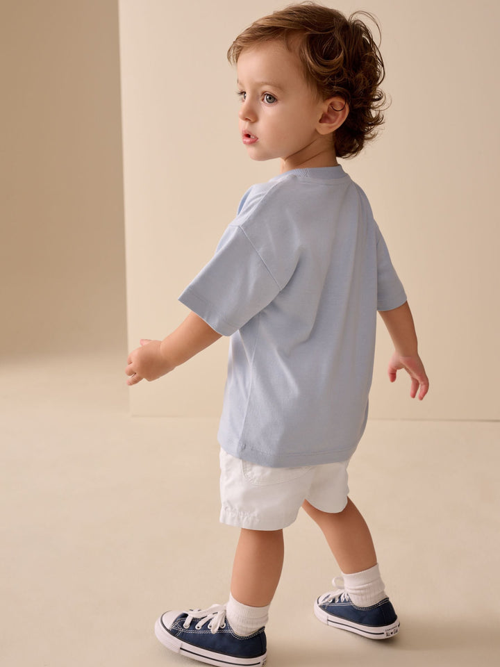 Navy/Chambray/Tan/White/Blue Pull On Shorts 5 Pack (3mths-7yrs)