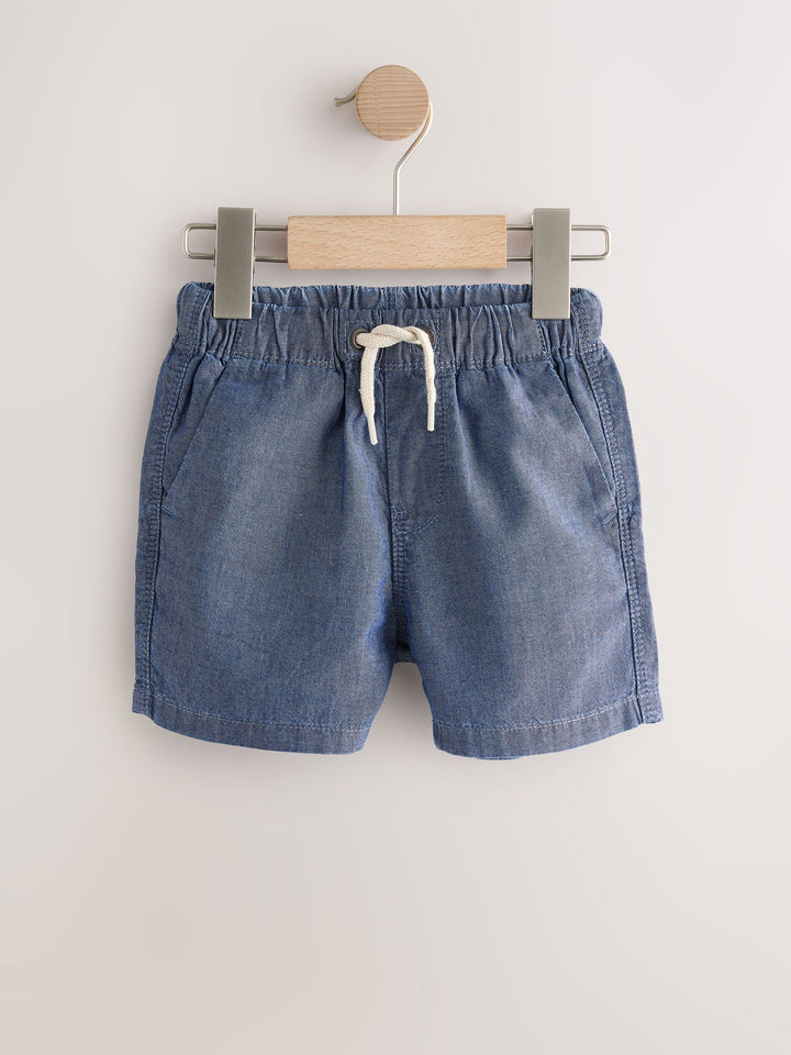 Navy/Chambray/Tan/White/Blue Pull On Shorts 5 Pack (3mths-7yrs)