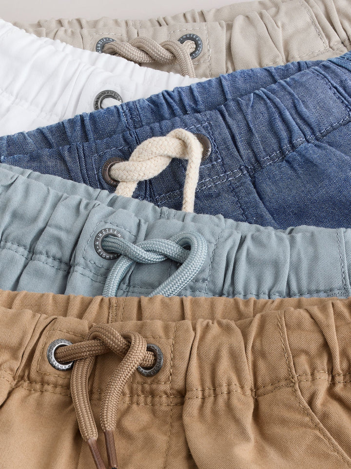 Navy/Chambray/Tan/White/Blue Pull On Shorts 5 Pack (3mths-7yrs)