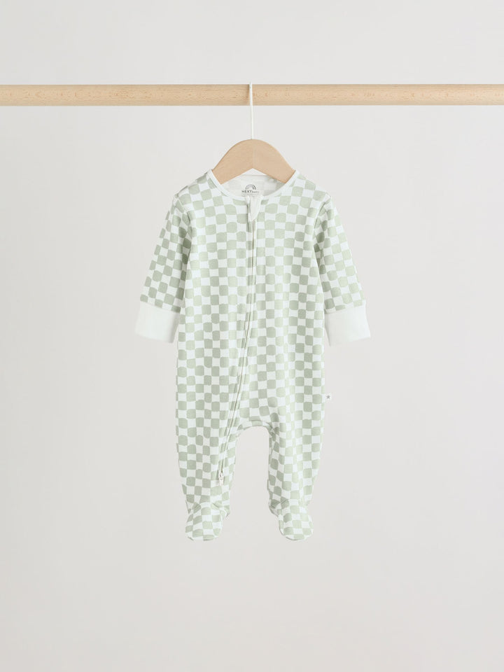 Green Two Way Zip Baby Sleepsuits 4 Pack (0mths-2yrs)