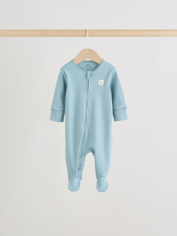 Green Two Way Zip Baby Sleepsuits 4 Pack (0mths-2yrs)