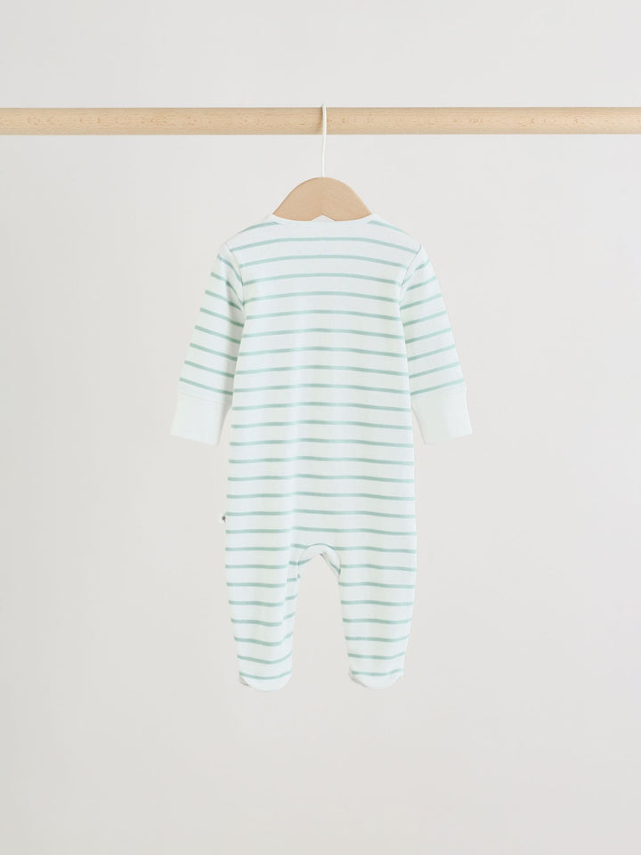 Green Two Way Zip Baby Sleepsuits 4 Pack (0mths-2yrs)