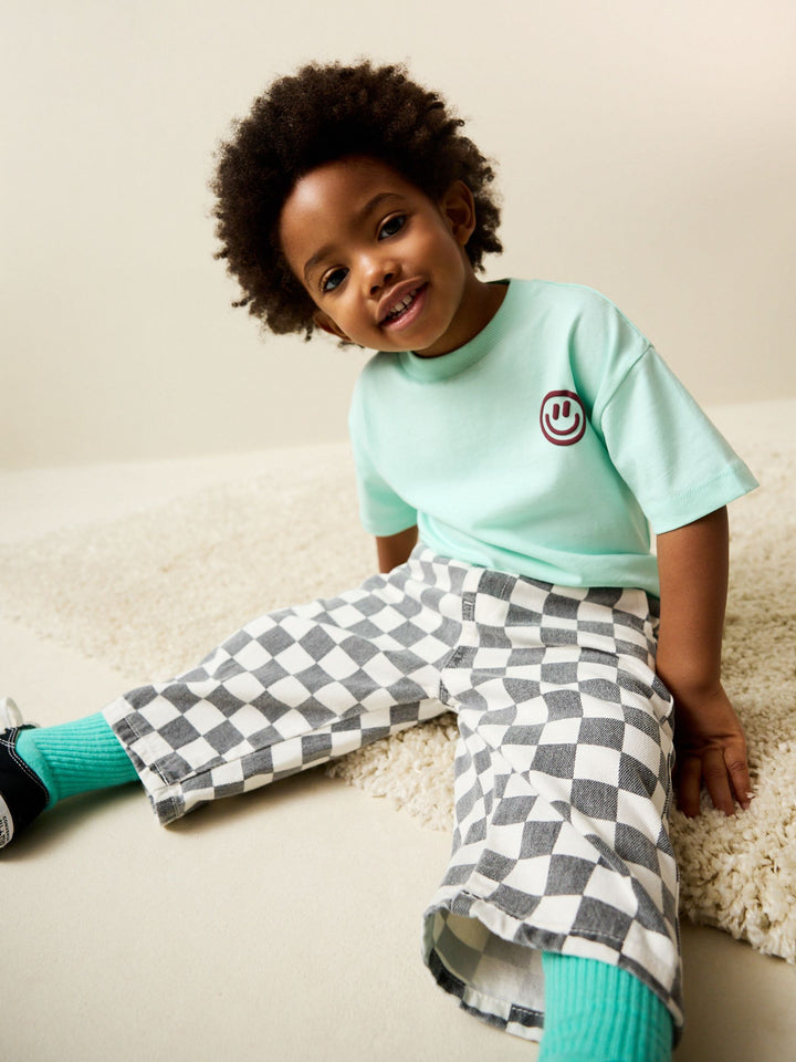 Mint Green Smile Short Sleeve Small Graphic T-Shirt (3mths-8yrs)