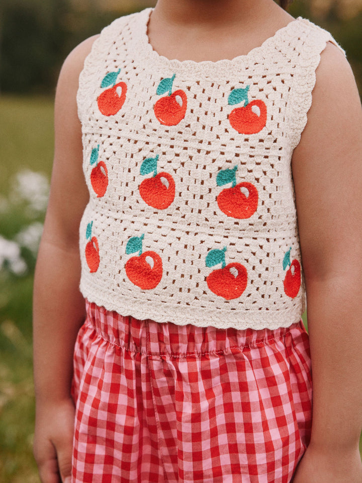 Red Crochet Cherry Top With Gingham Shorts (12mths-7yrs)