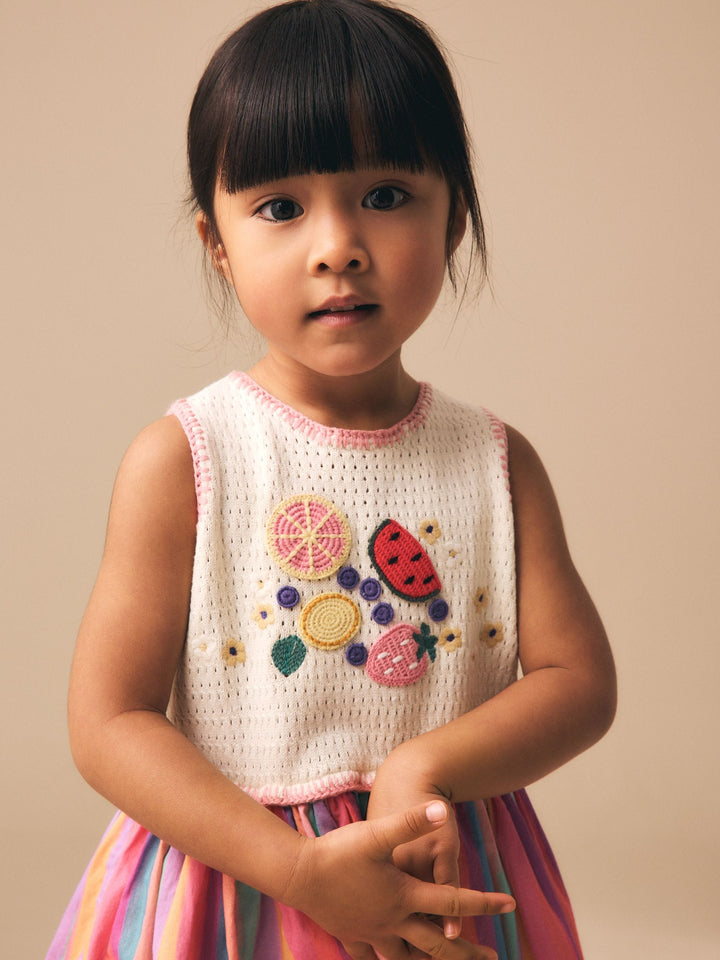 Rainbow Fruit Embroidered Dress (3mths-7yrs)